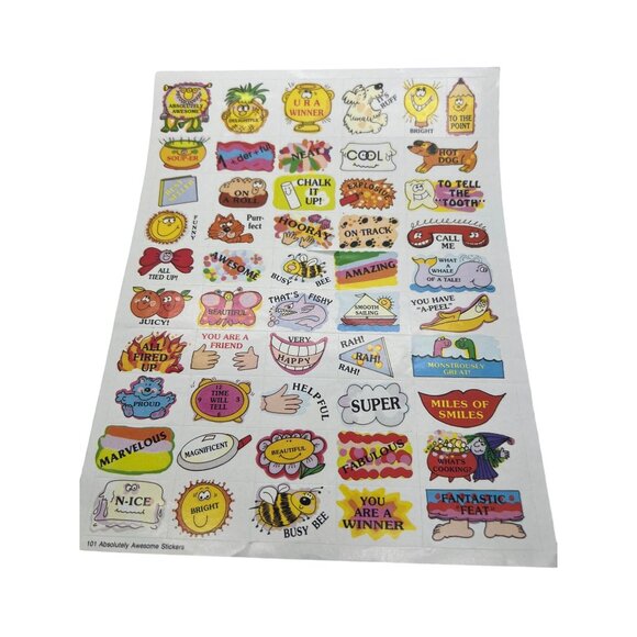 Vintage Troll Absolutely Awesome Stickers Sheet Retro Graphics Classroom - Picture 1 of 3